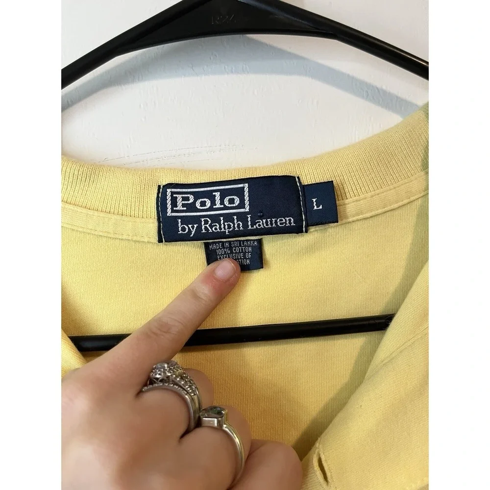Vintage Polo Ralph Lauren Polo Shirt Mens Size L Yellow‎ Pony logo Short Sleeve